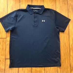 Under Armour Men's Deep Blue Polo Shirt Heatgear Golf Size Shirt Breathable XXL